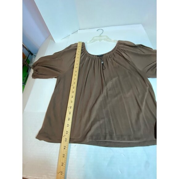 Talbot's Brown Knit Flowy Blouse Balloon Sleeve Scoop Neck Women's Small NWOT - Picture 8 of 9
